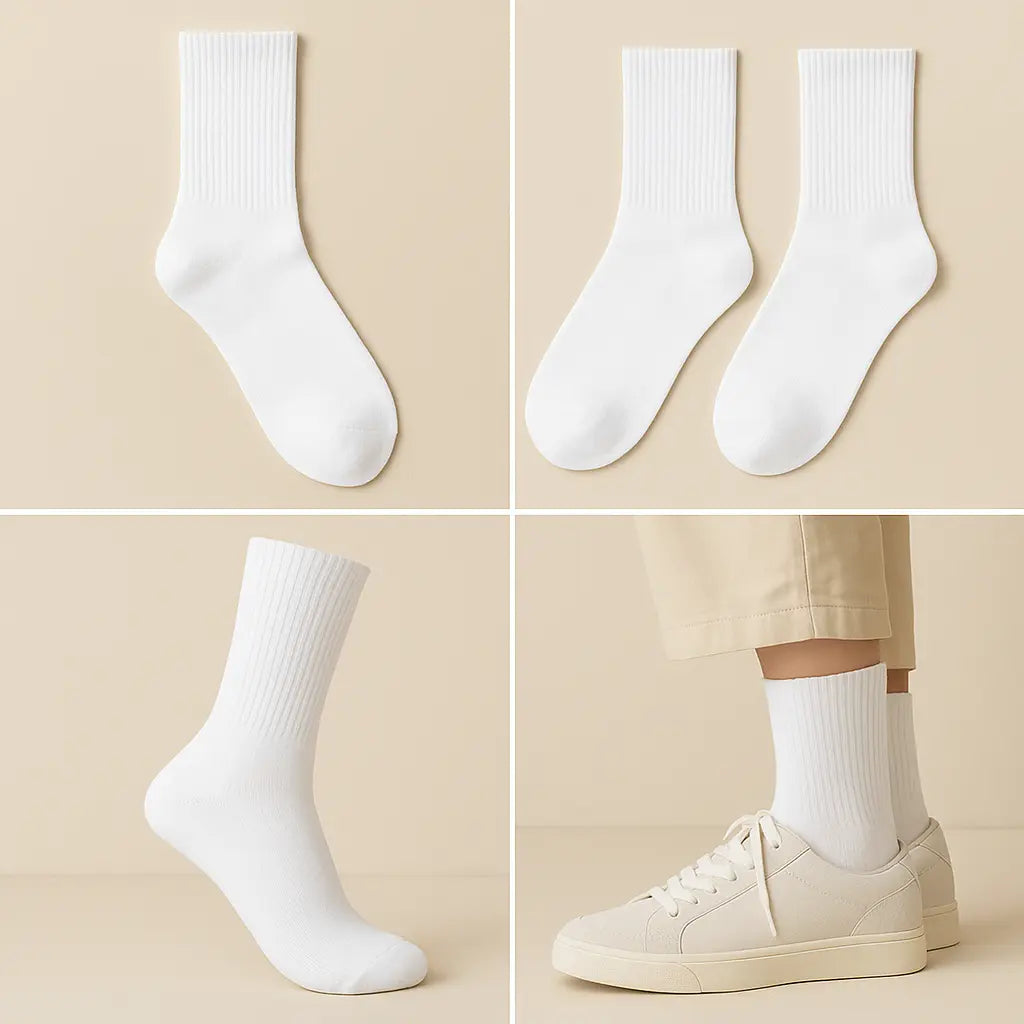 Chaussettes femmes Essential mollet coton blanc galerie produit