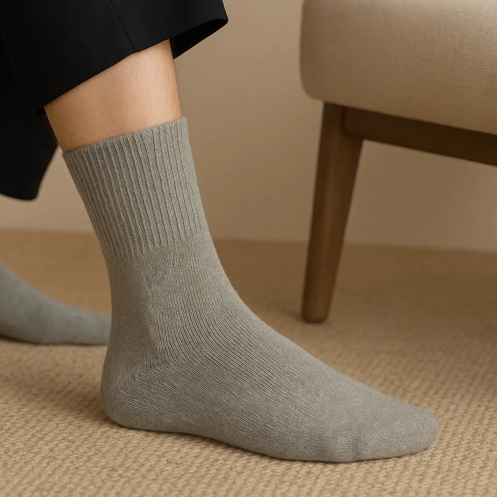 Chaussettes Femmes Essential Mollet Coton Gris Clair en situation