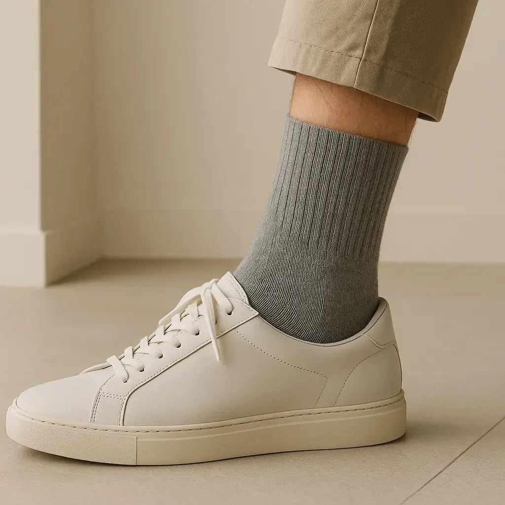 Chaussettes Femmes Essential Mollet Coton Gris Clair avec chaussures