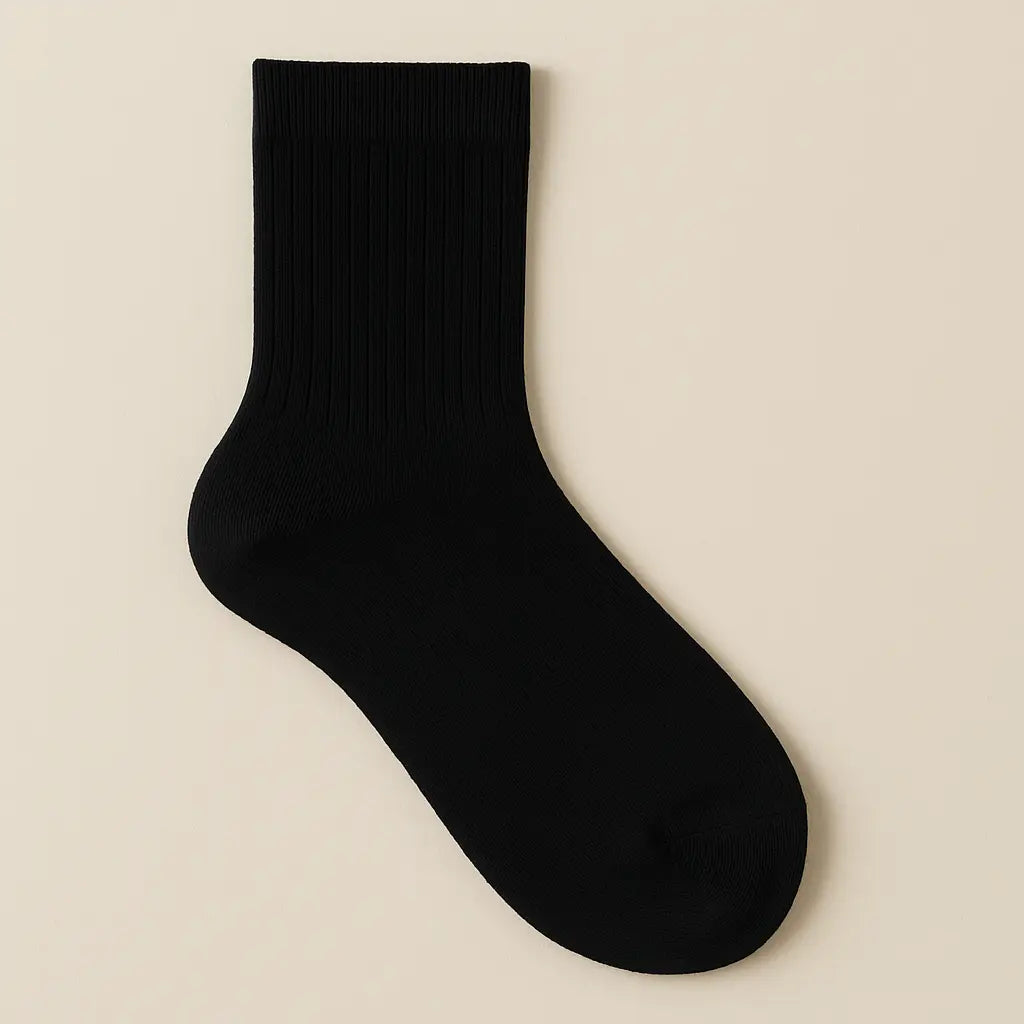 Chaussettes femmes Essential mollet coton noir vue à plat