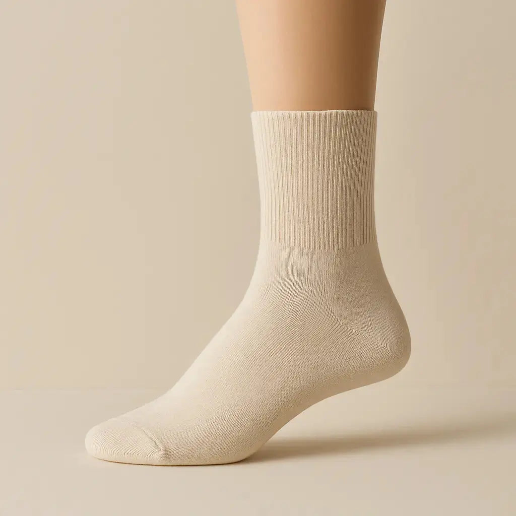 Chaussettes femmes Essential mollet coton nude sur pied mannequin