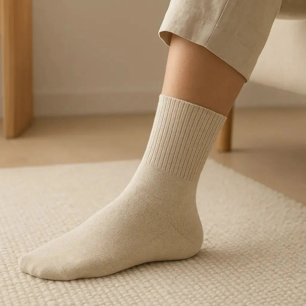 Chaussettes femmes Essential mollet coton nude en situation