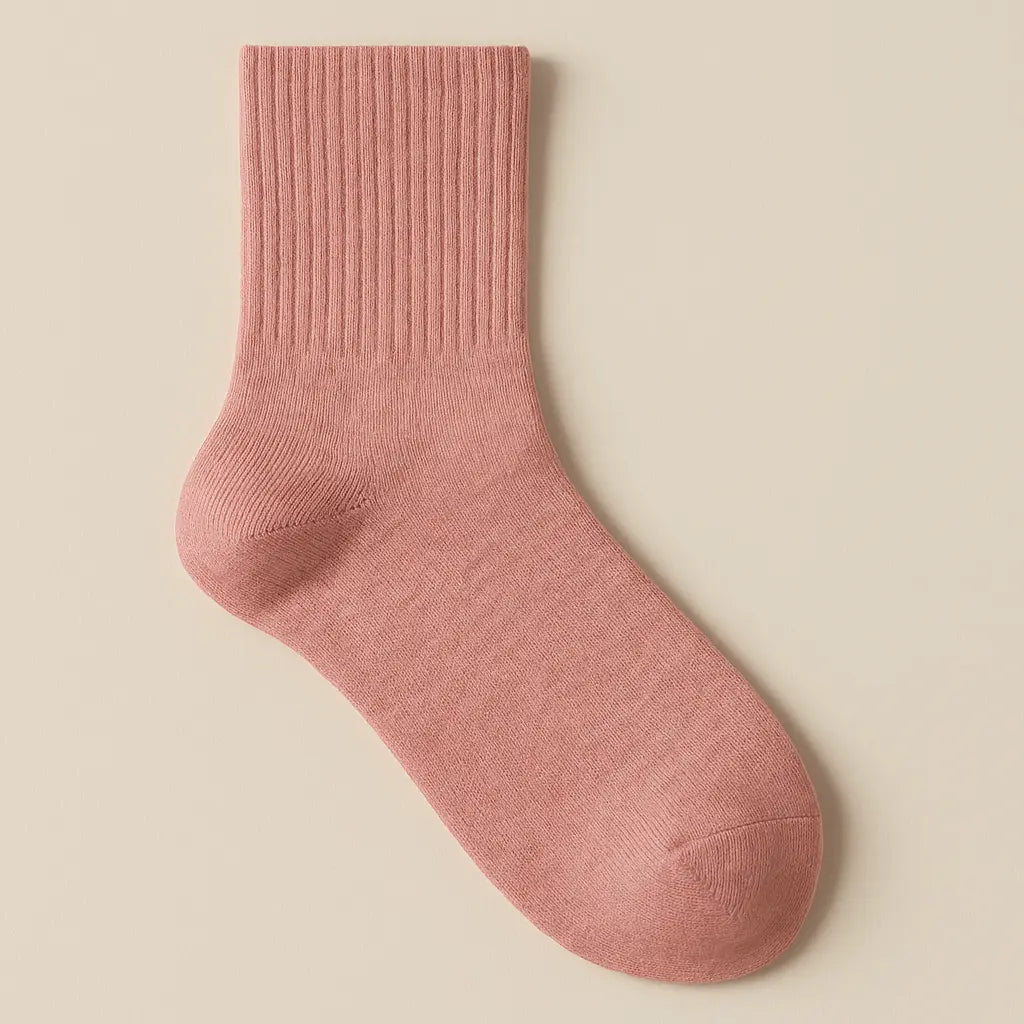 Chaussettes Femmes Essential Mollet Coton Rose vue à plat