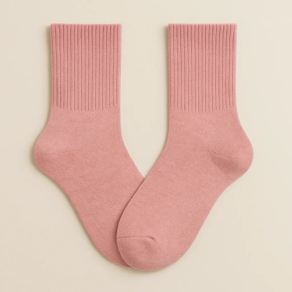 Chaussettes Femmes Essential Mollet Coton Rose paire