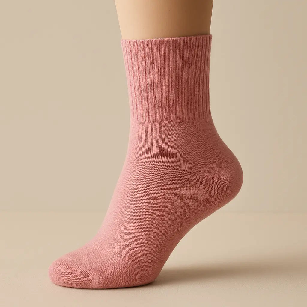 Chaussettes Femmes Essential Mollet Coton Rose sur pied mannequin