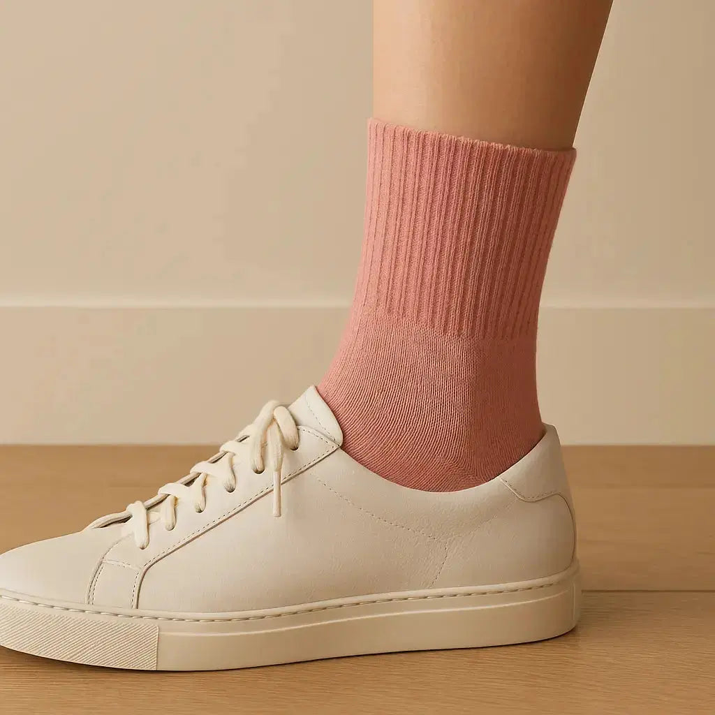 Chaussettes Femmes Essential Mollet Coton Rose avec chaussures