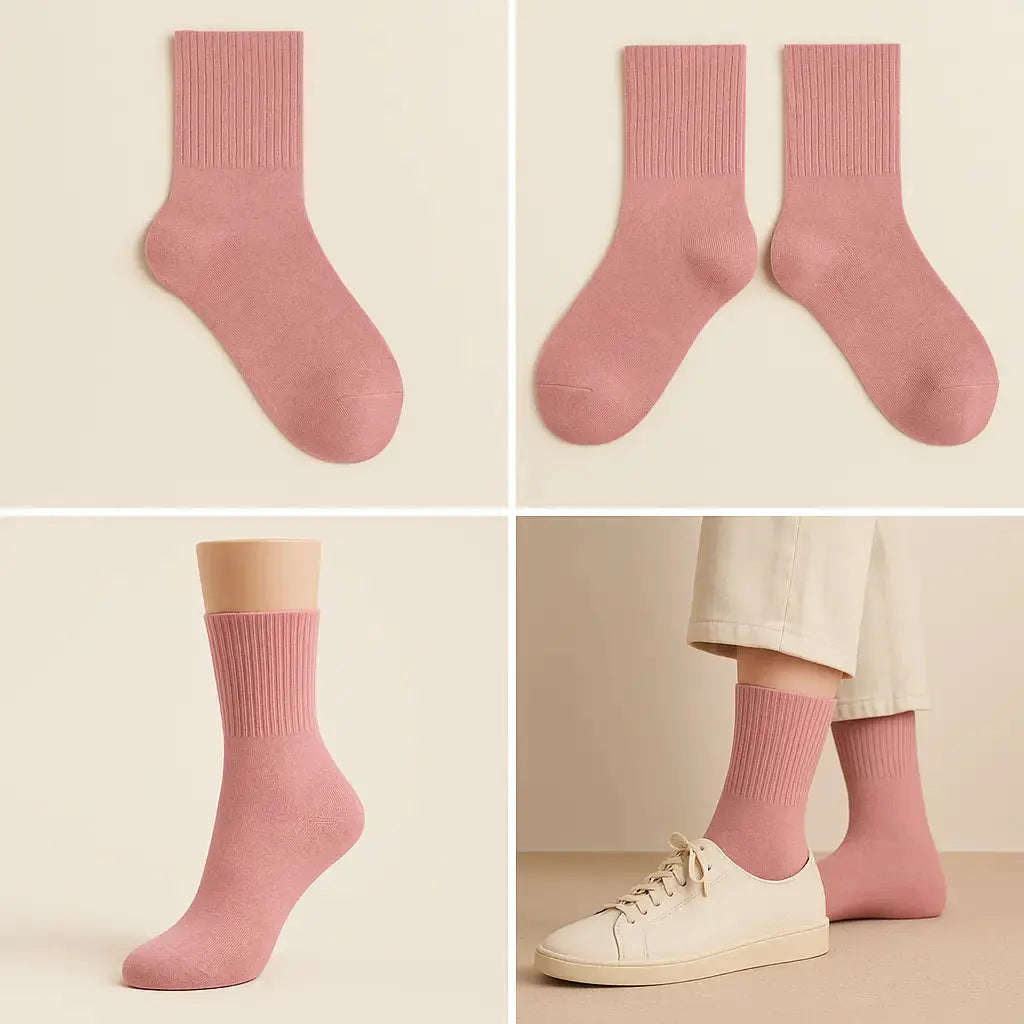 Chaussettes Femmes Essential Mollet Coton Rose galerie produit
