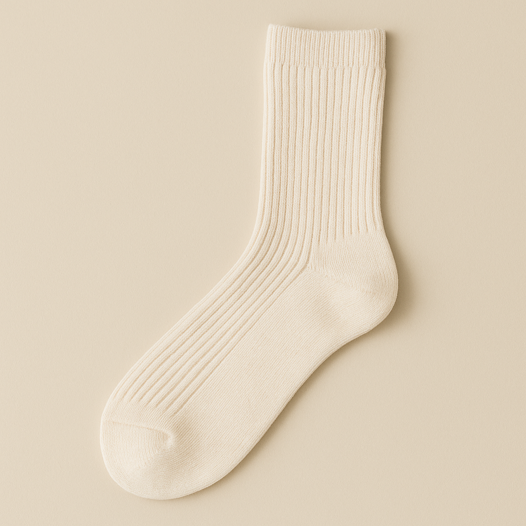 Chaussettes Femme Essential Mollet Coton Avoine vue à plat