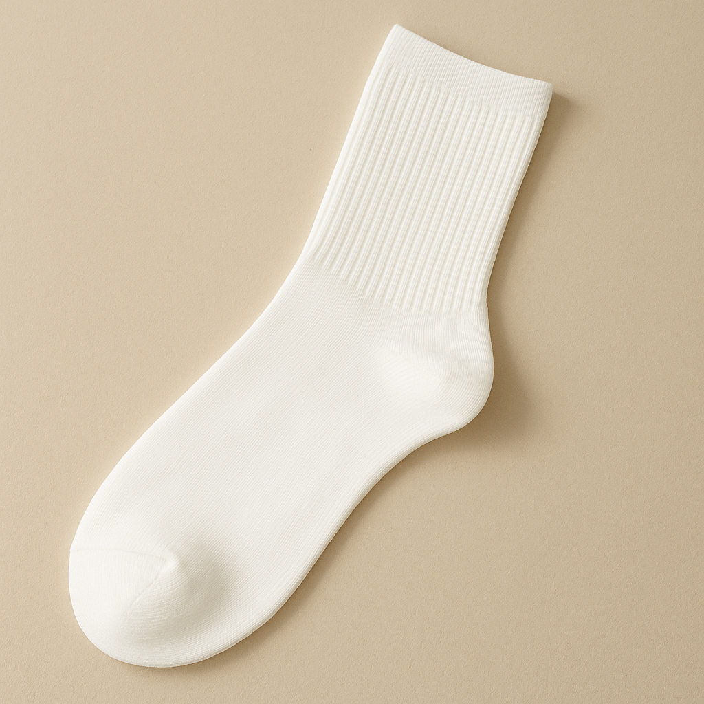 Chaussettes femme Essential mollet coton blanc vue à plat