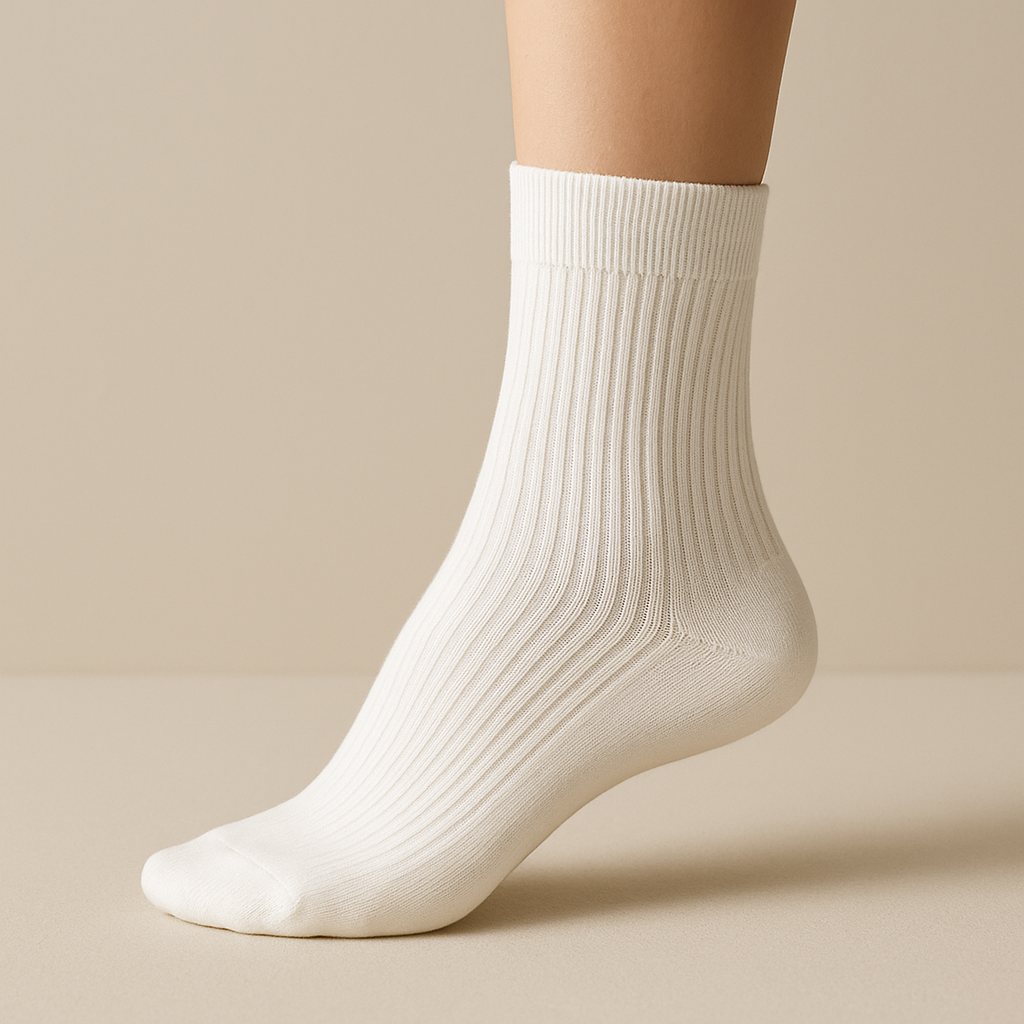 Chaussettes femme Essential mollet coton blanc sur pied mannequin