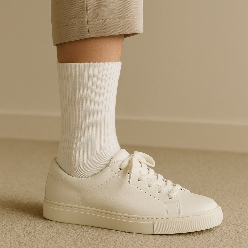 Chaussettes femme Essential mollet coton blanc en situation