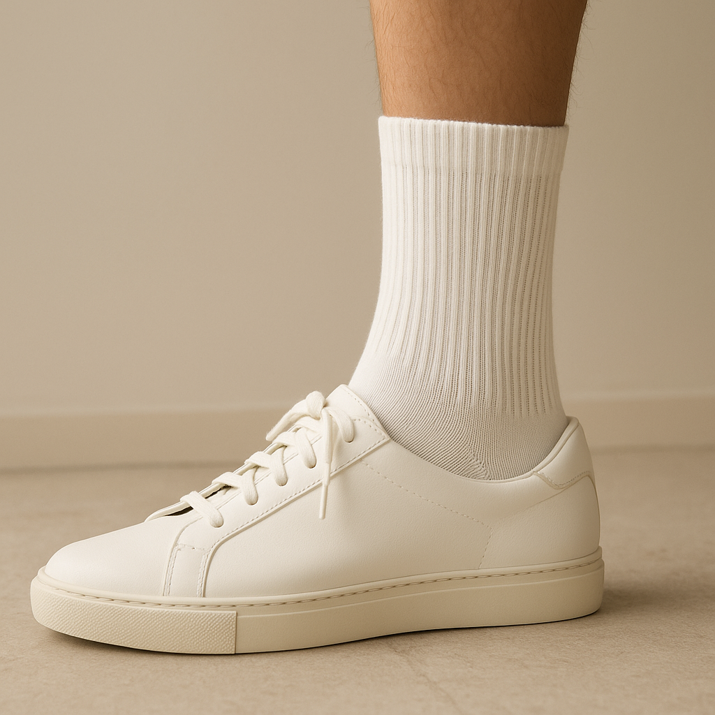 Chaussettes femme Essential mollet coton blanc avec chaussures