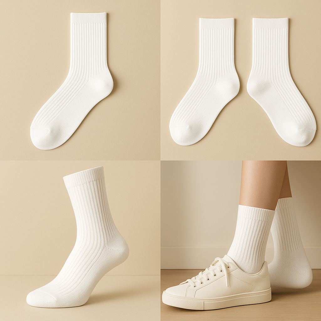 Chaussettes femme Essential mollet coton blanc galerie produit