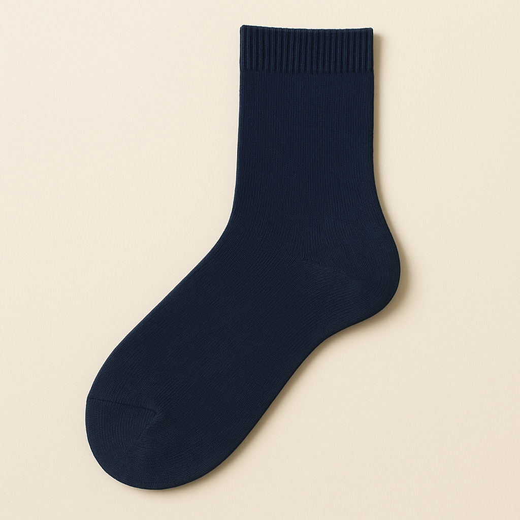 Chaussettes Femmes Essential Mollet Coton Bleu Marine vue à plat