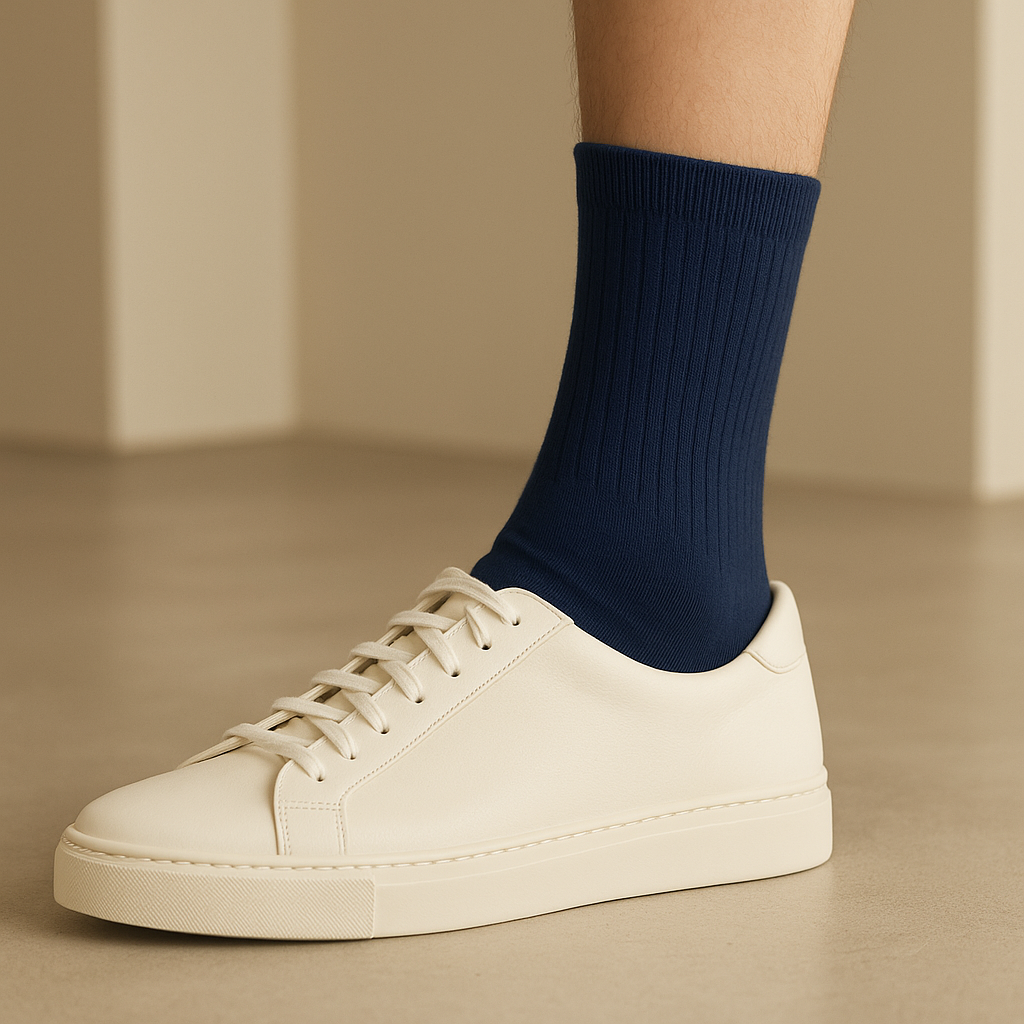 Chaussettes Femmes Essential Mollet Coton Bleu Marine avec chaussures