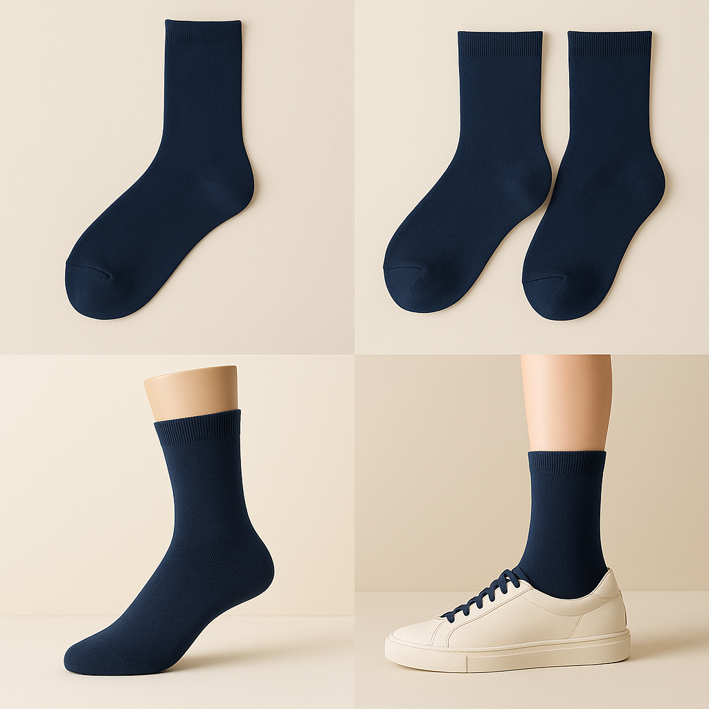 Chaussettes Femmes Essential Mollet Coton Bleu Marine galerie produit