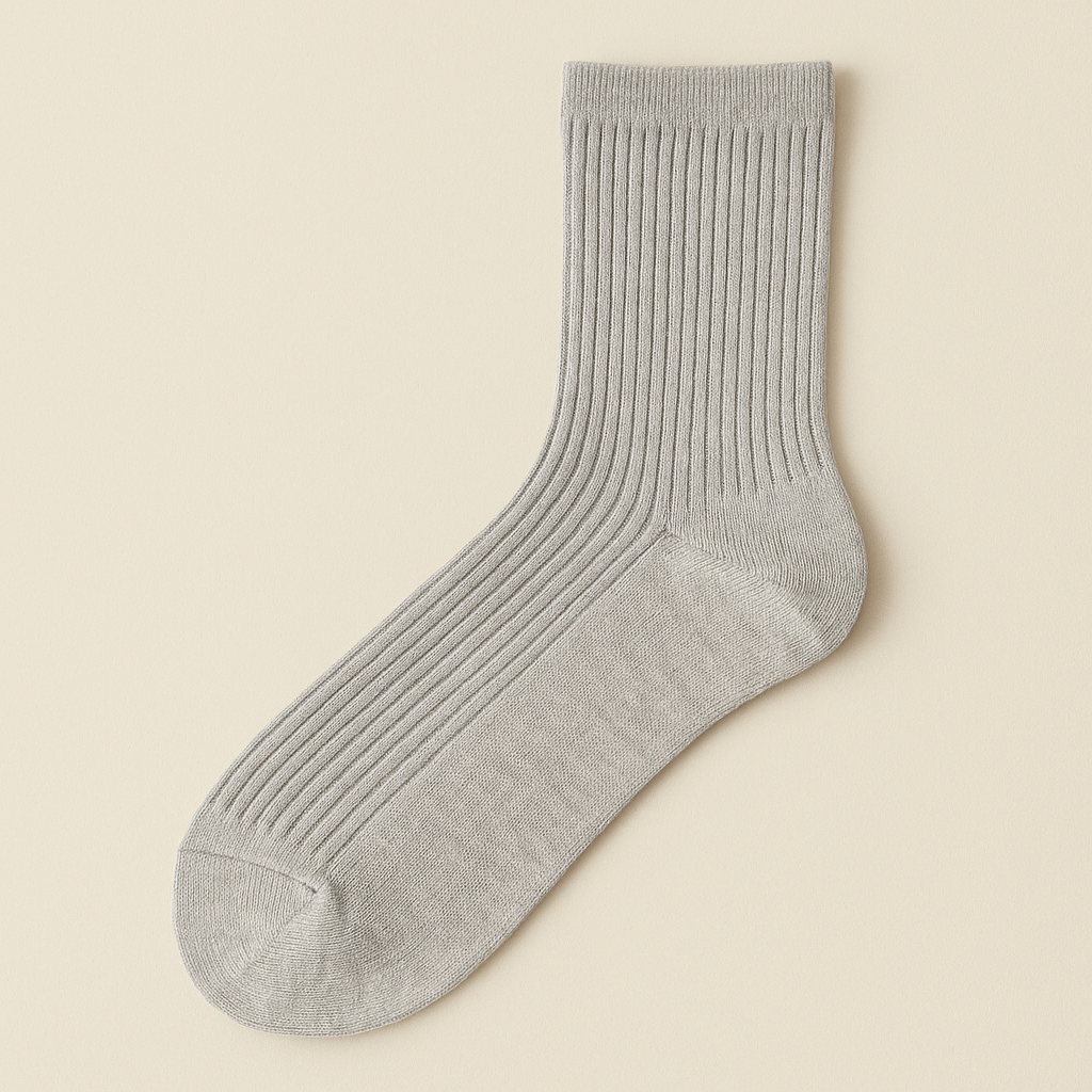 Chaussettes femmes Essential mollet coton gris clair vue à plat