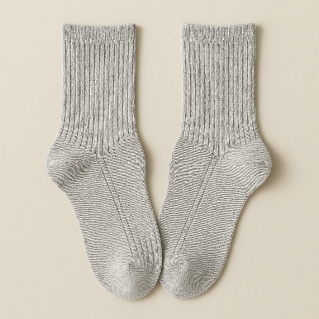 Chaussettes femmes Essential mollet coton gris clair paire