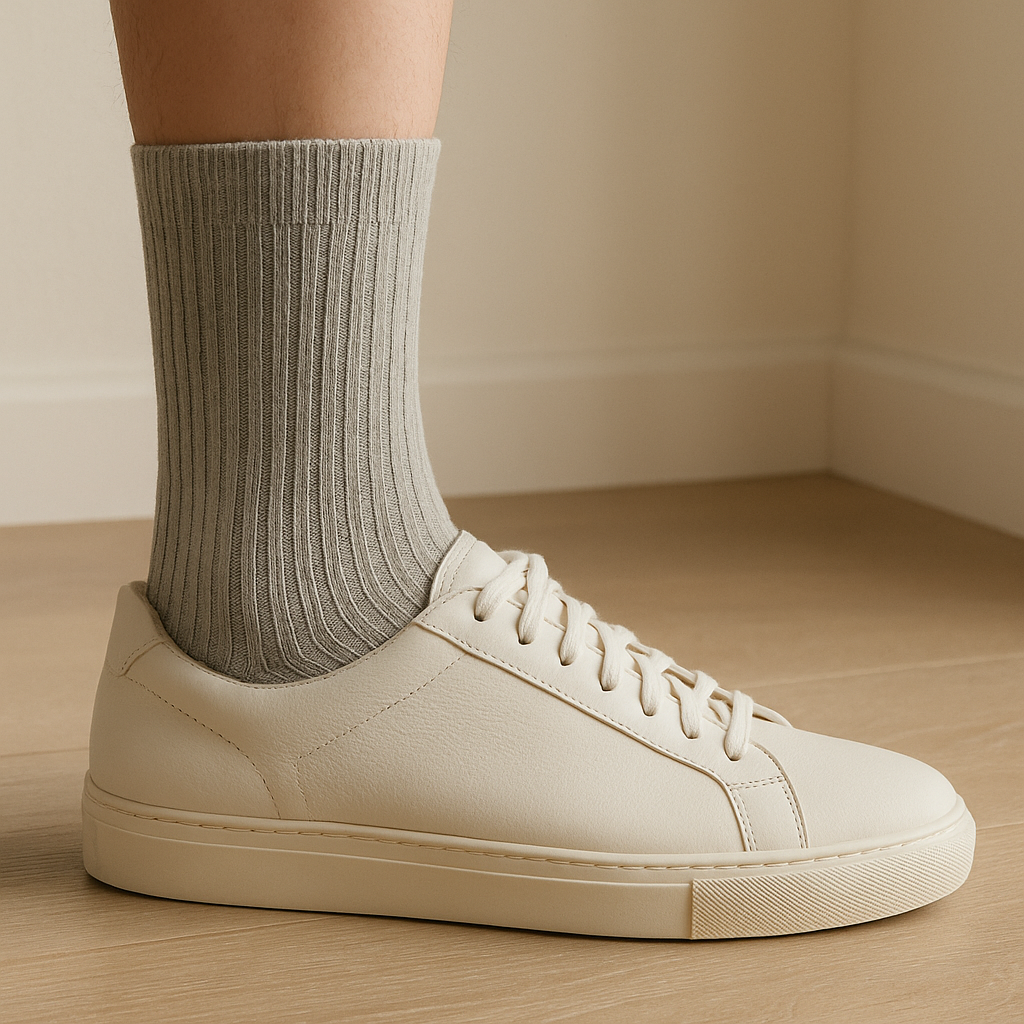 Chaussettes femmes Essential mollet coton gris clair avec chaussures