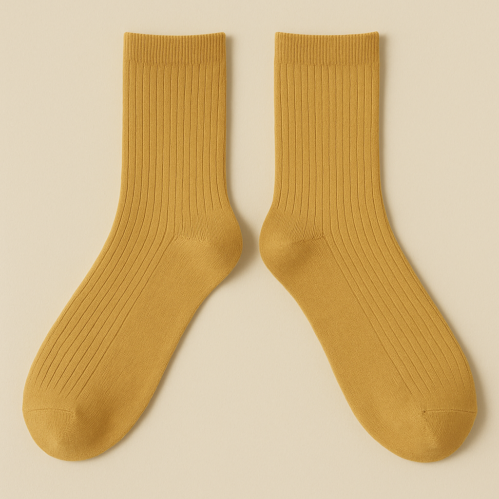 Chaussettes femmes Essential mollet en coton jaune moutarde paire