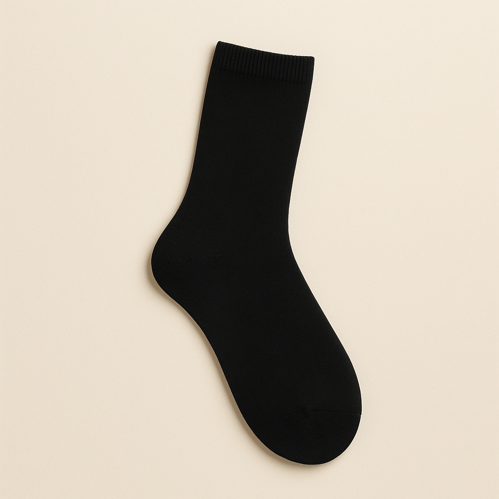 Chaussettes femmes Essential mollet coton noir vue à plat