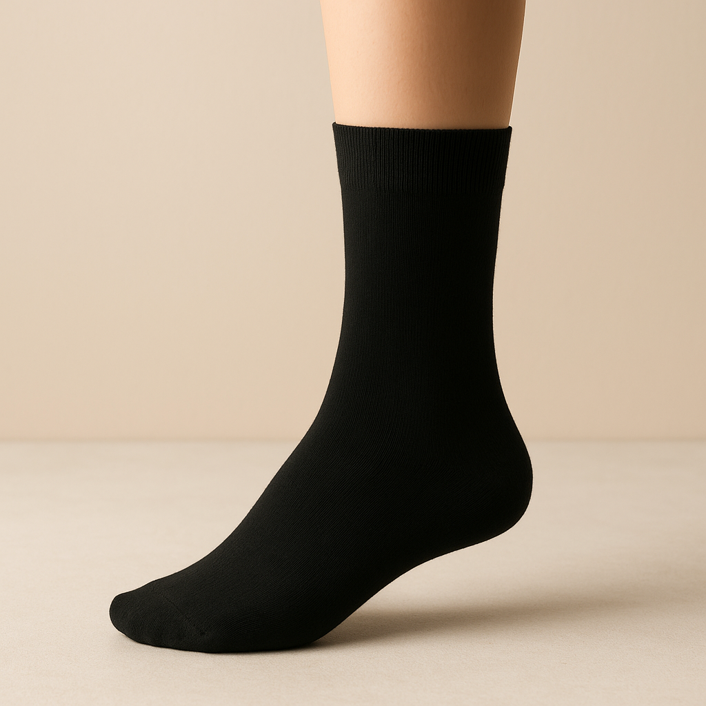 Chaussettes femmes Essential mollet coton noir sur pied mannequin