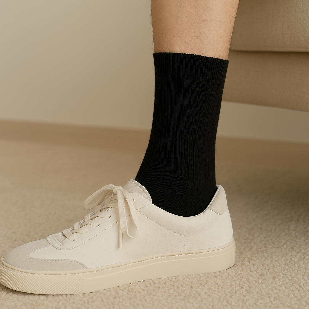Chaussettes femmes Essential mollet coton noir en situation