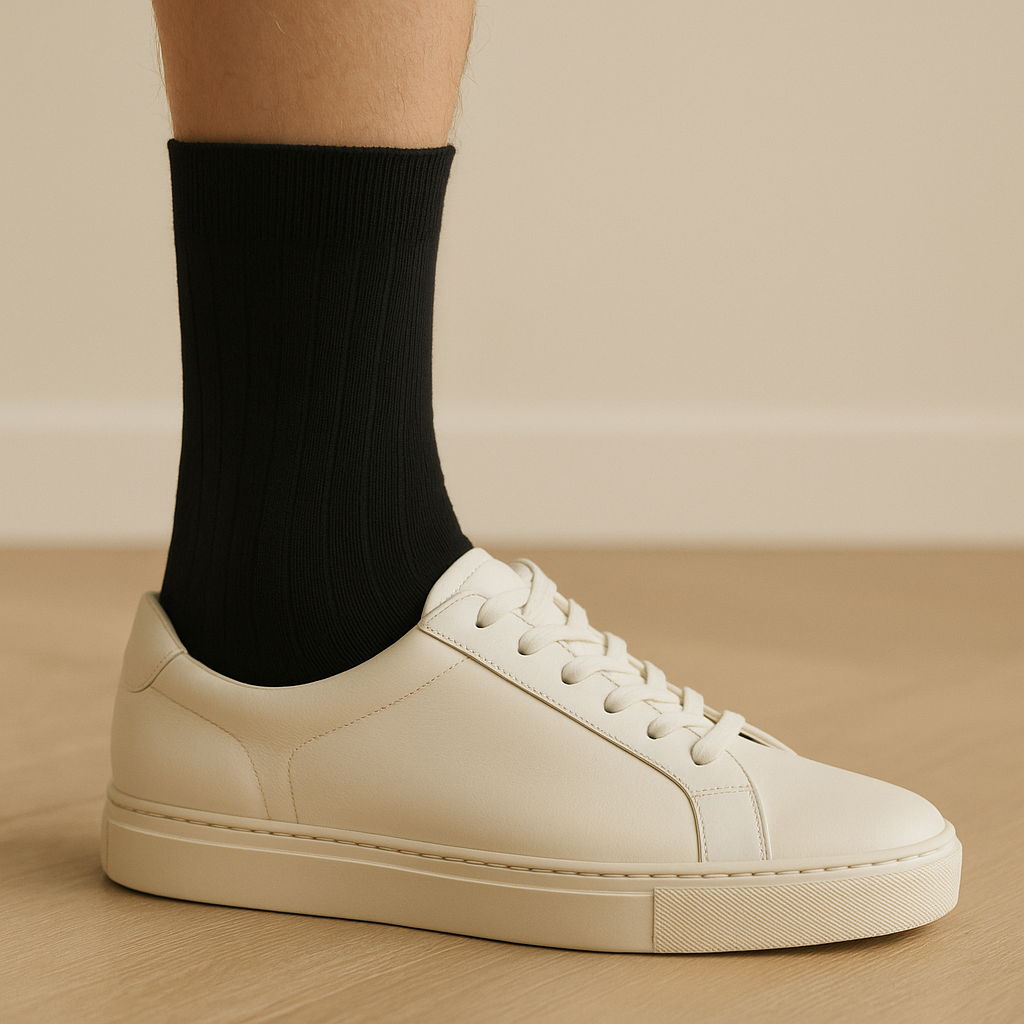 Chaussettes femmes Essential mollet coton noir avec chaussures