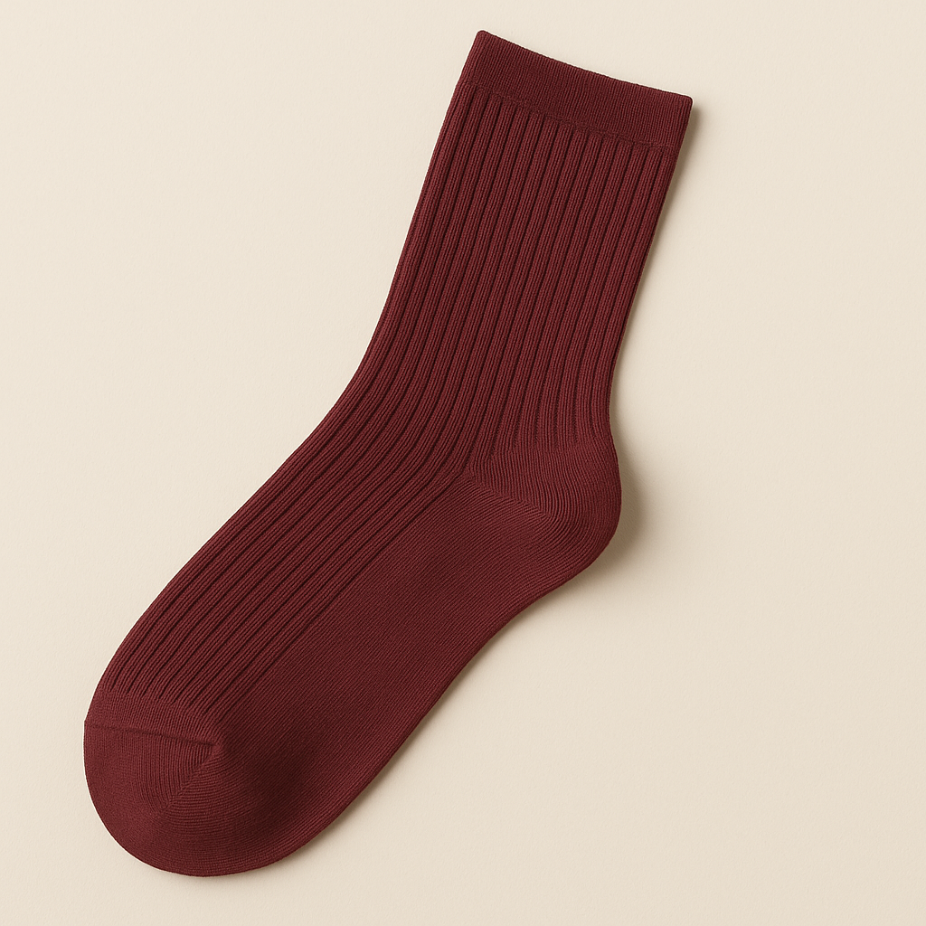 Chaussettes femmes Essential mollet coton rouge bordeaux vue à plat