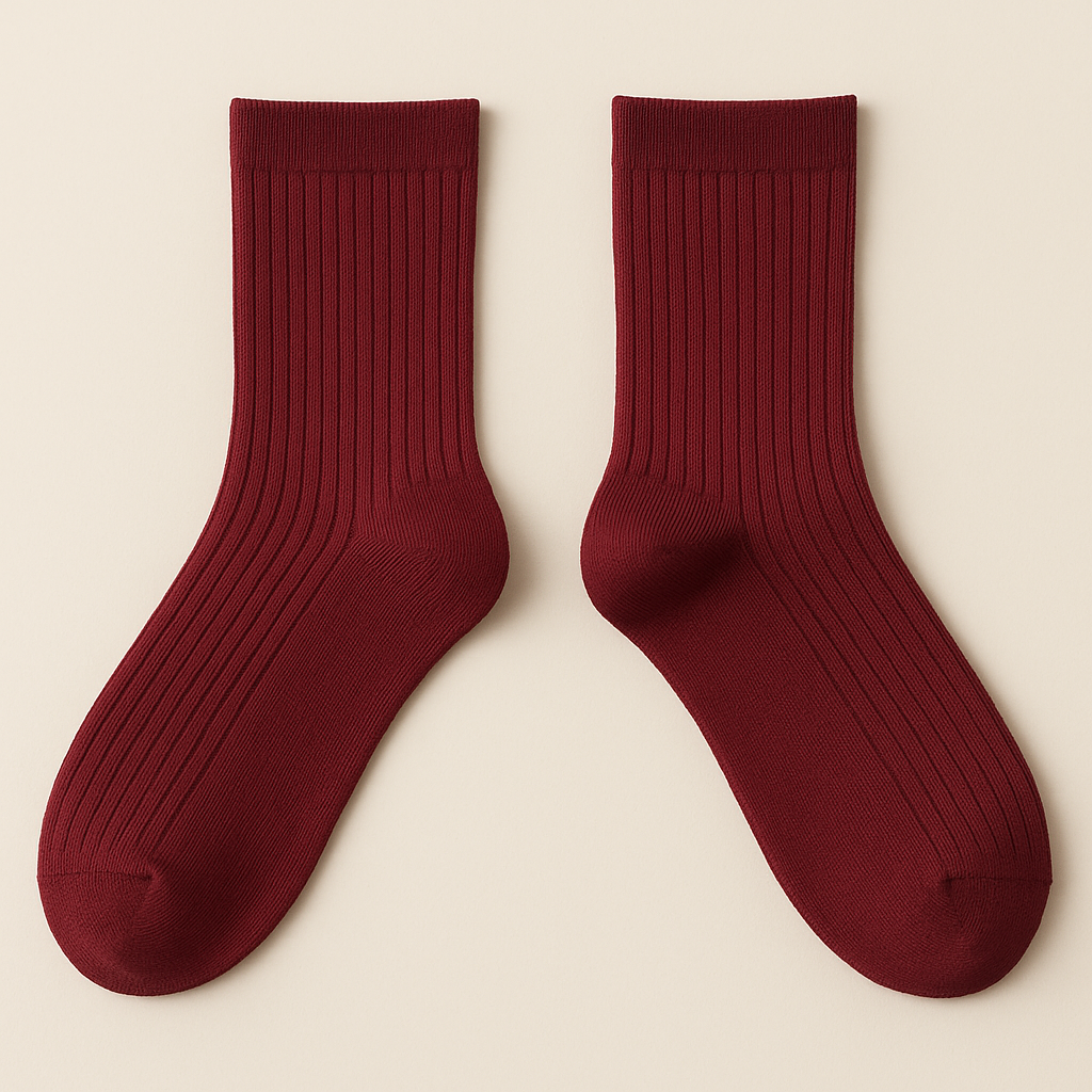 Chaussettes femmes Essential mollet coton rouge bordeaux paire