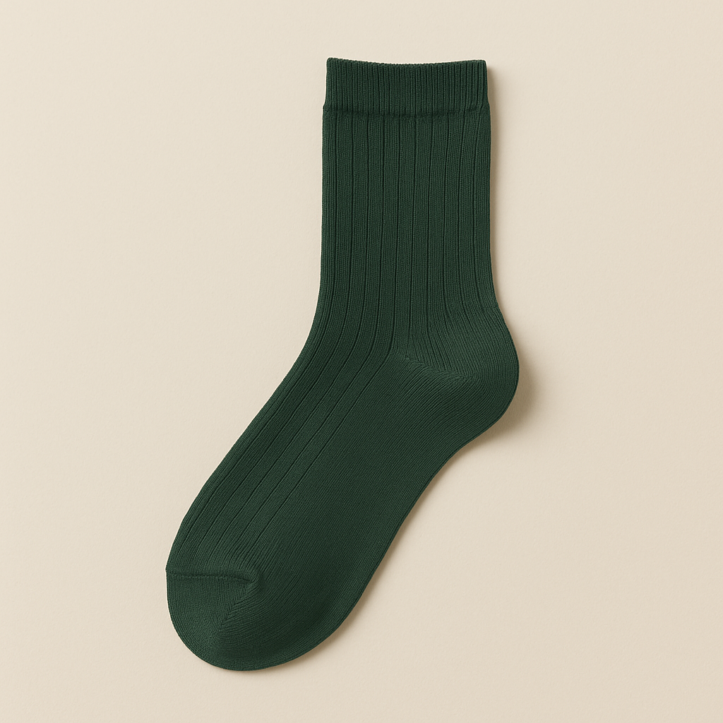 Chaussettes femmes Essential mollet coton vert foncé vue à plat