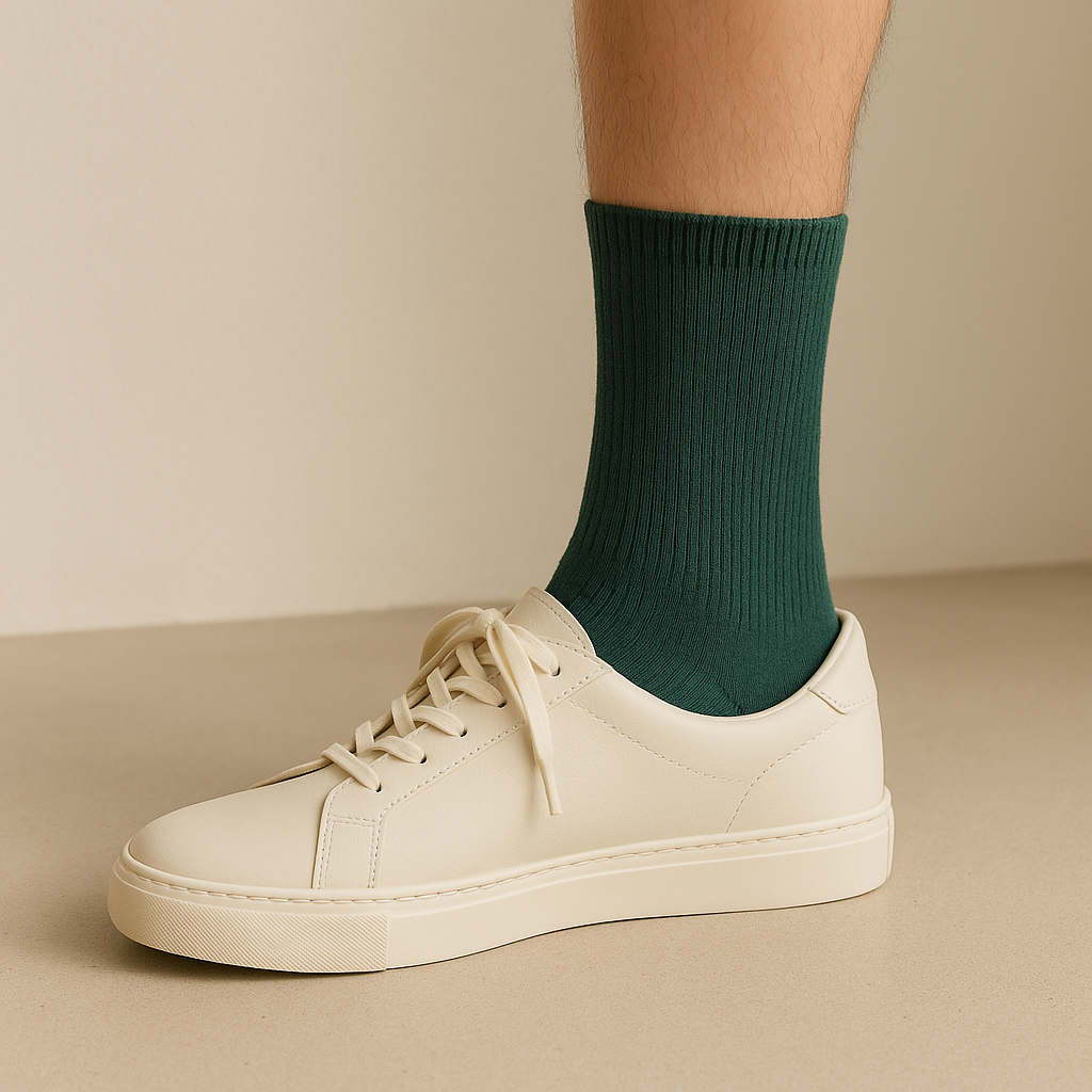 Chaussettes femmes Essential mollet coton vert foncé avec chaussures