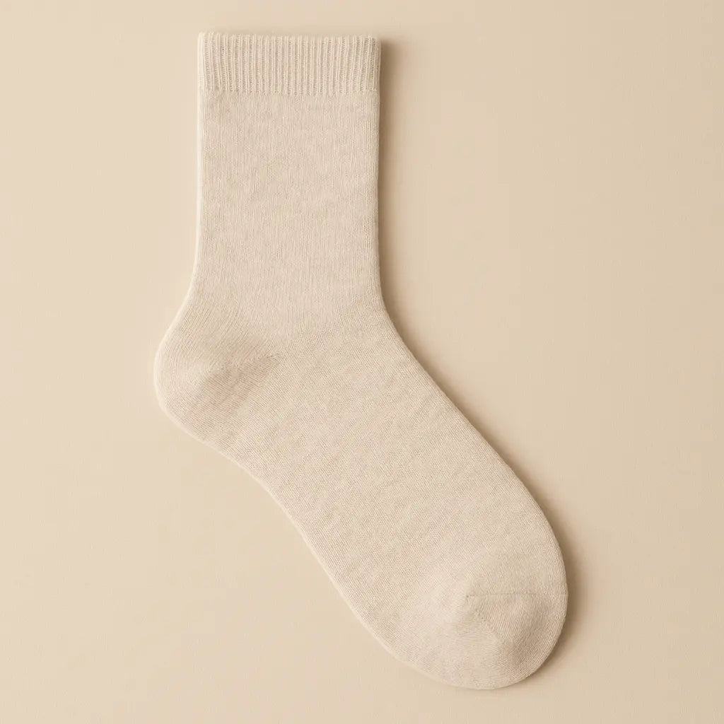 Chaussettes femmes Essential mollet coton Avoine vue à plat