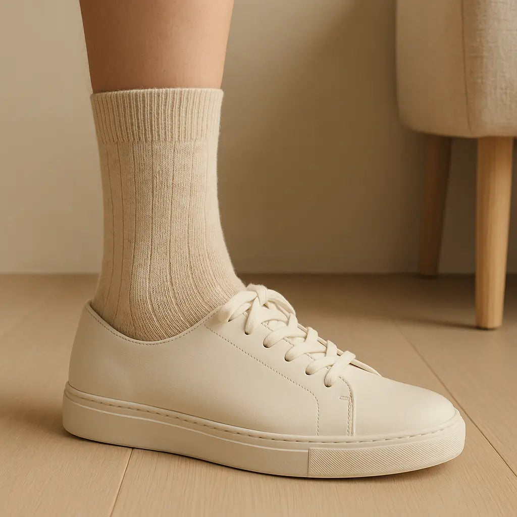 Chaussettes femmes Essential mollet coton Avoine en situation
