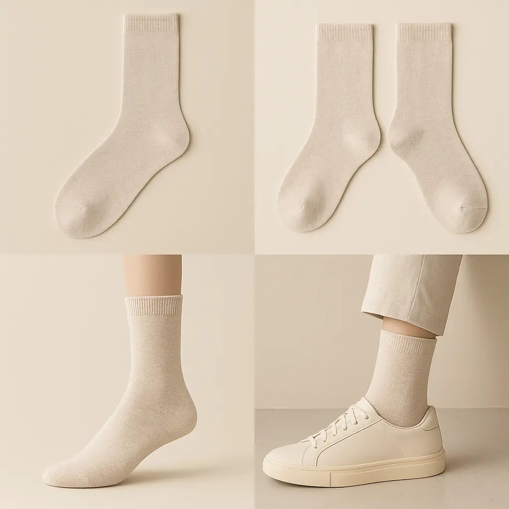 Chaussettes femmes Essential mollet coton Avoine galerie produit