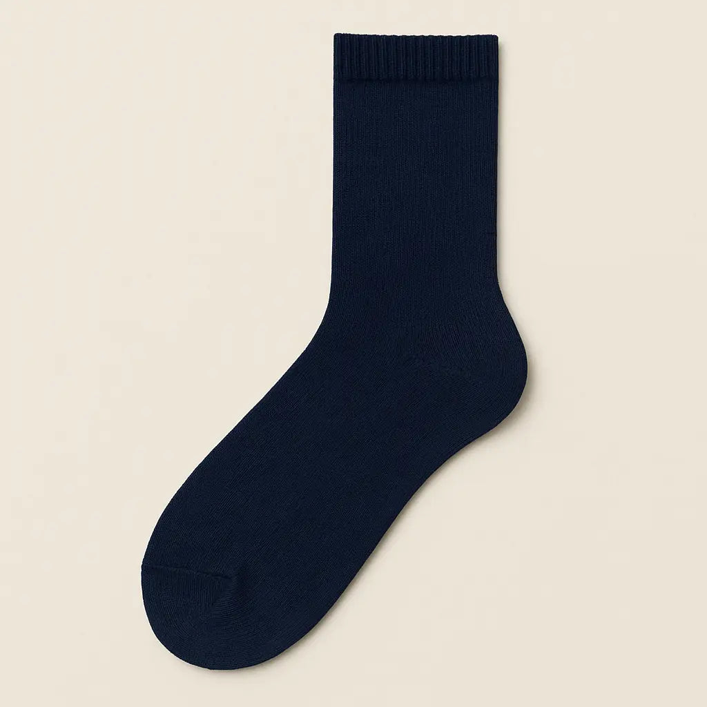 Chaussettes femmes Essential mollet coton bleu marine vue à plat