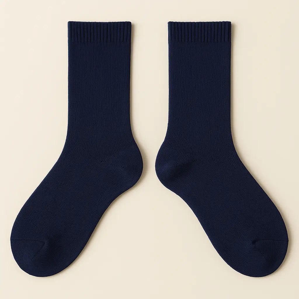 Chaussettes femmes Essential mollet coton bleu marine paire