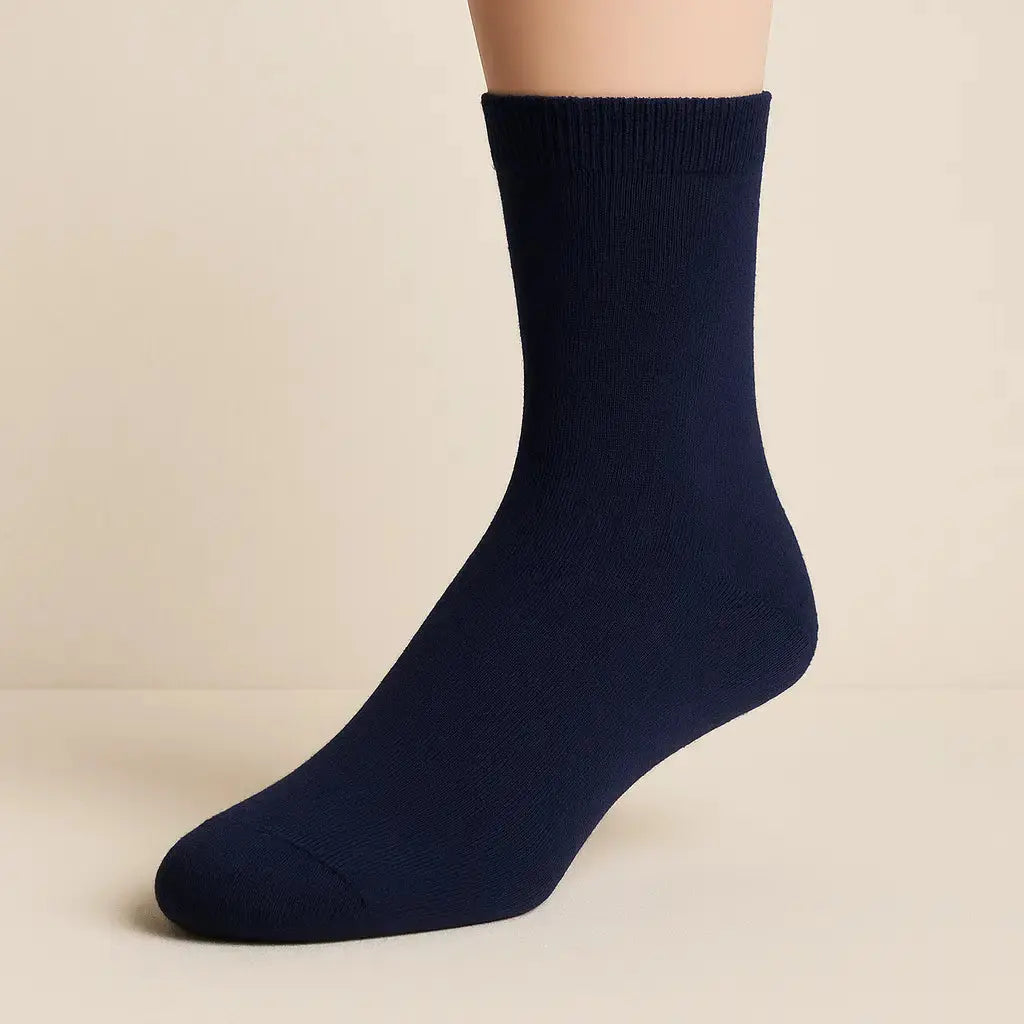 Chaussettes femmes Essential mollet coton bleu marine sur pied mannequin