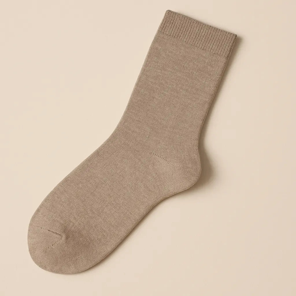 Chaussettes femmes Essential mollet en coton Brun Cendré vue à plat