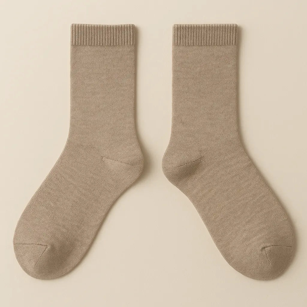 Chaussettes femmes Essential mollet en coton Brun Cendré paire