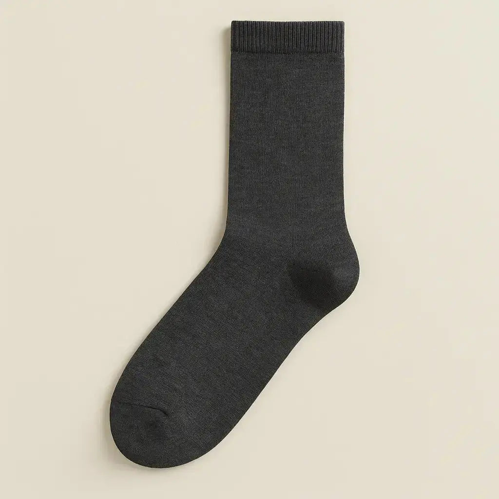 Chaussettes femmes Essential mollet coton gris foncé vue à plat