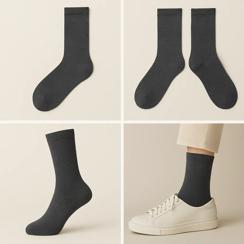 Chaussettes femmes Essential mollet coton gris foncé galerie produit