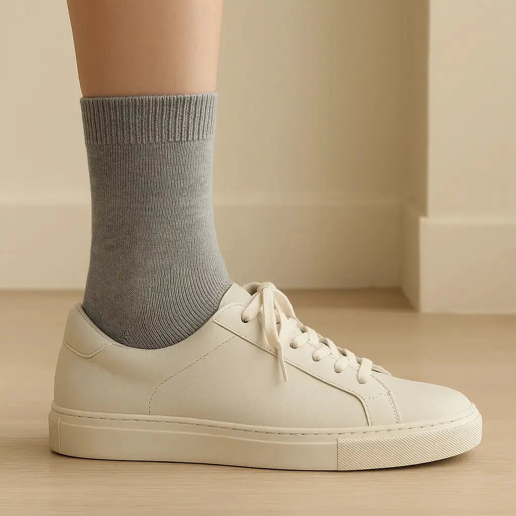 Chaussettes femmes Essential mollet coton gris clair avec chaussures