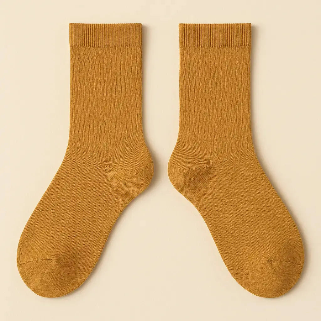Chaussettes femmes Essential mollet coton jaune moutarde paire