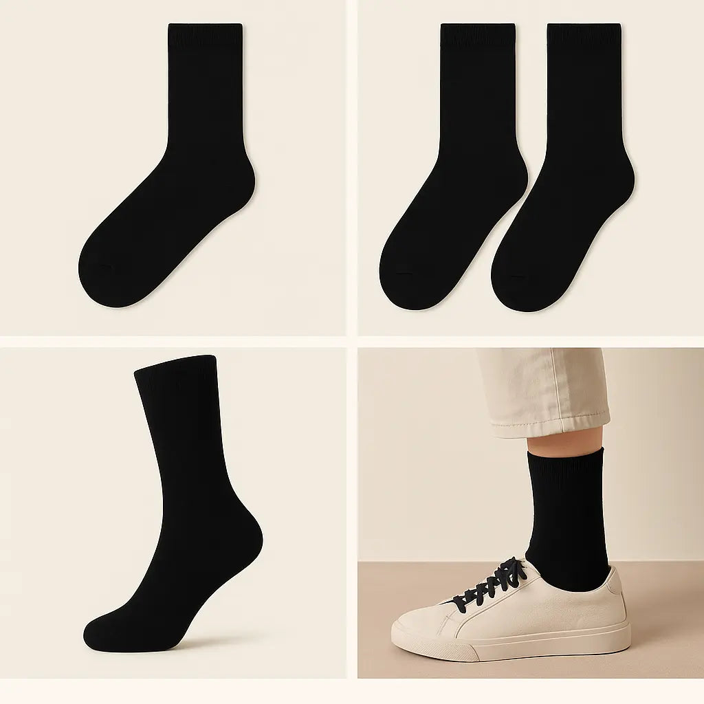 Chaussettes Femmes Essential Mollet Coton Noir galerie produit