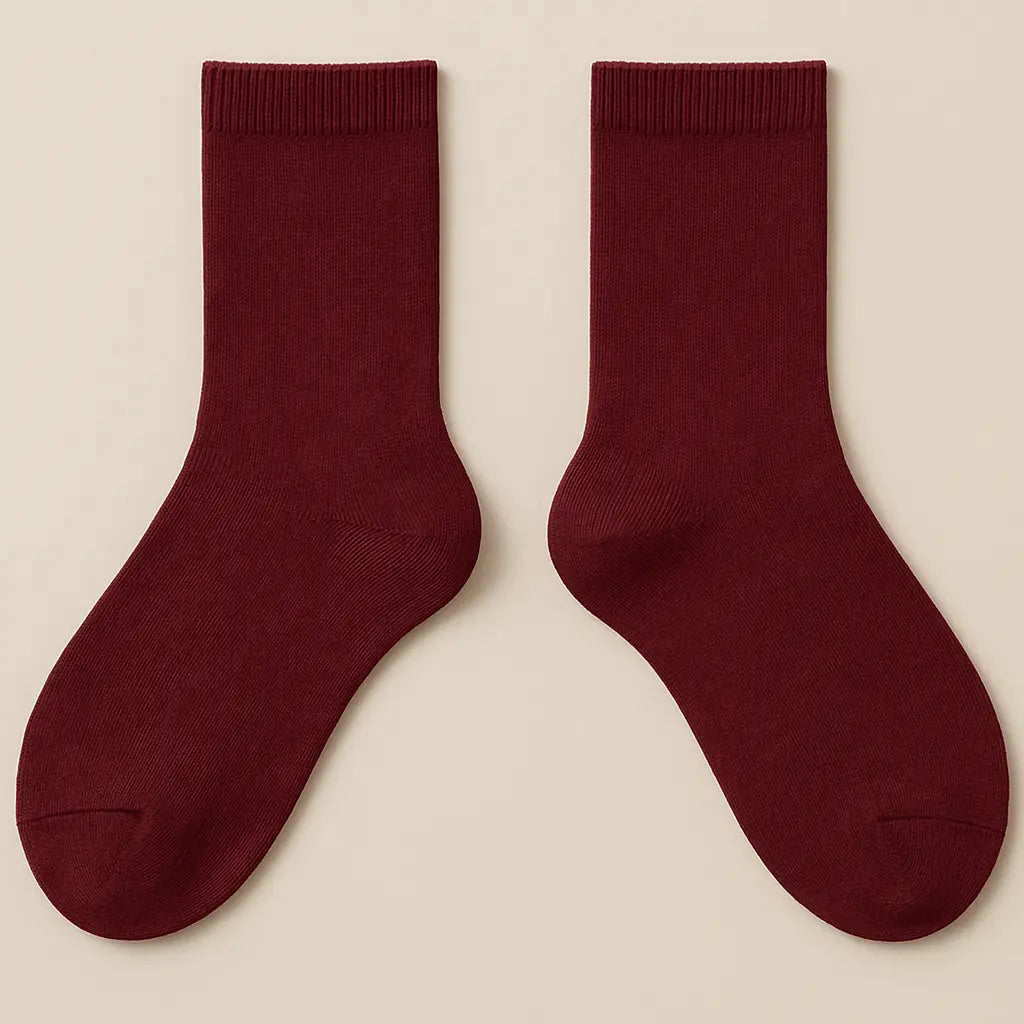 Chaussettes femmes Essential mollet coton rouge bordeaux paire