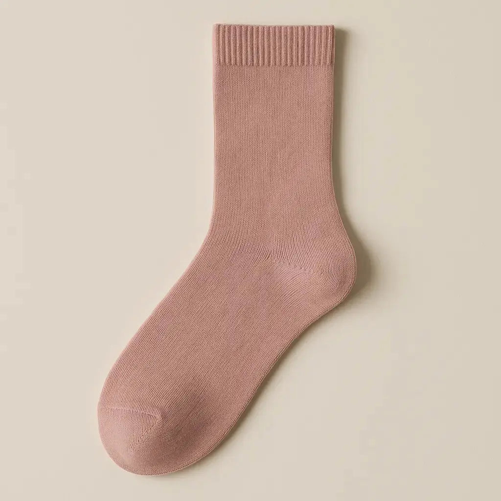 Chaussettes femmes Essential mollet coton rose clair vue à plat