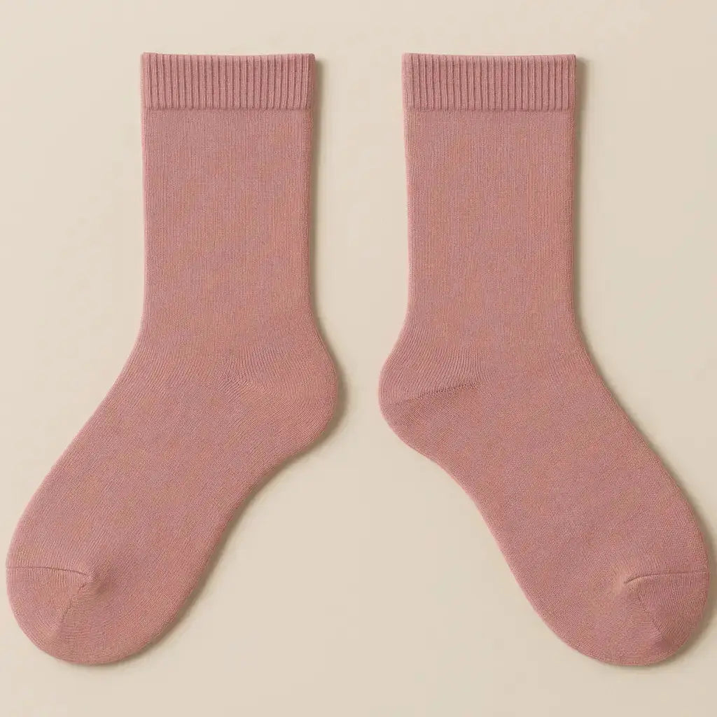 Chaussettes femmes Essential mollet coton rose clair paire