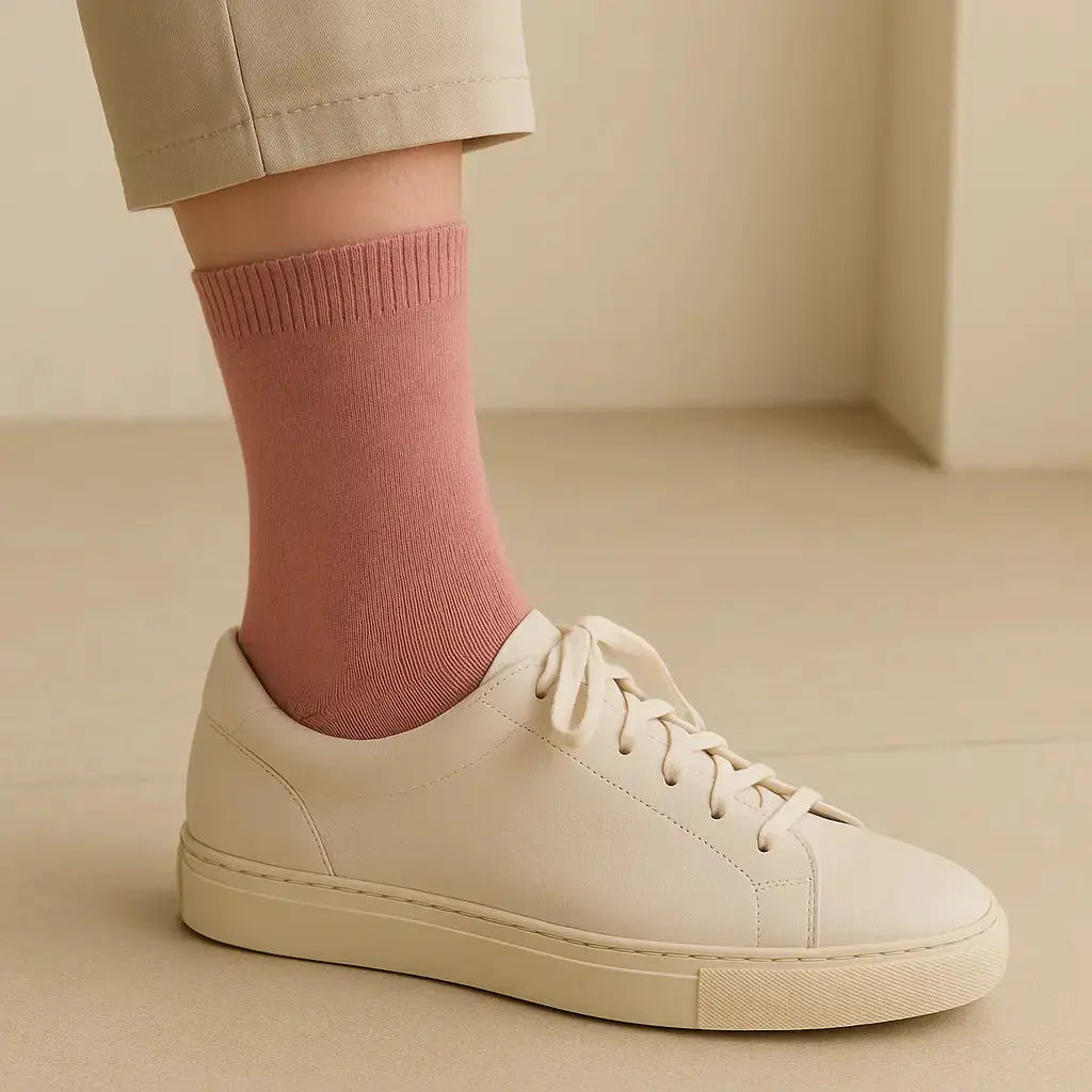 Chaussettes femmes Essential mollet coton rose clair avec chaussures