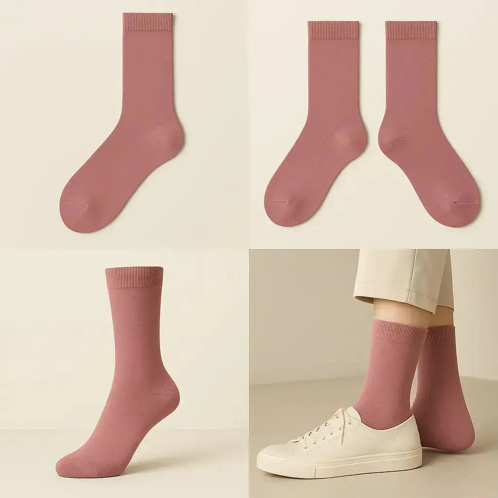 Chaussettes femmes Essential mollet coton rose clair galerie produit
